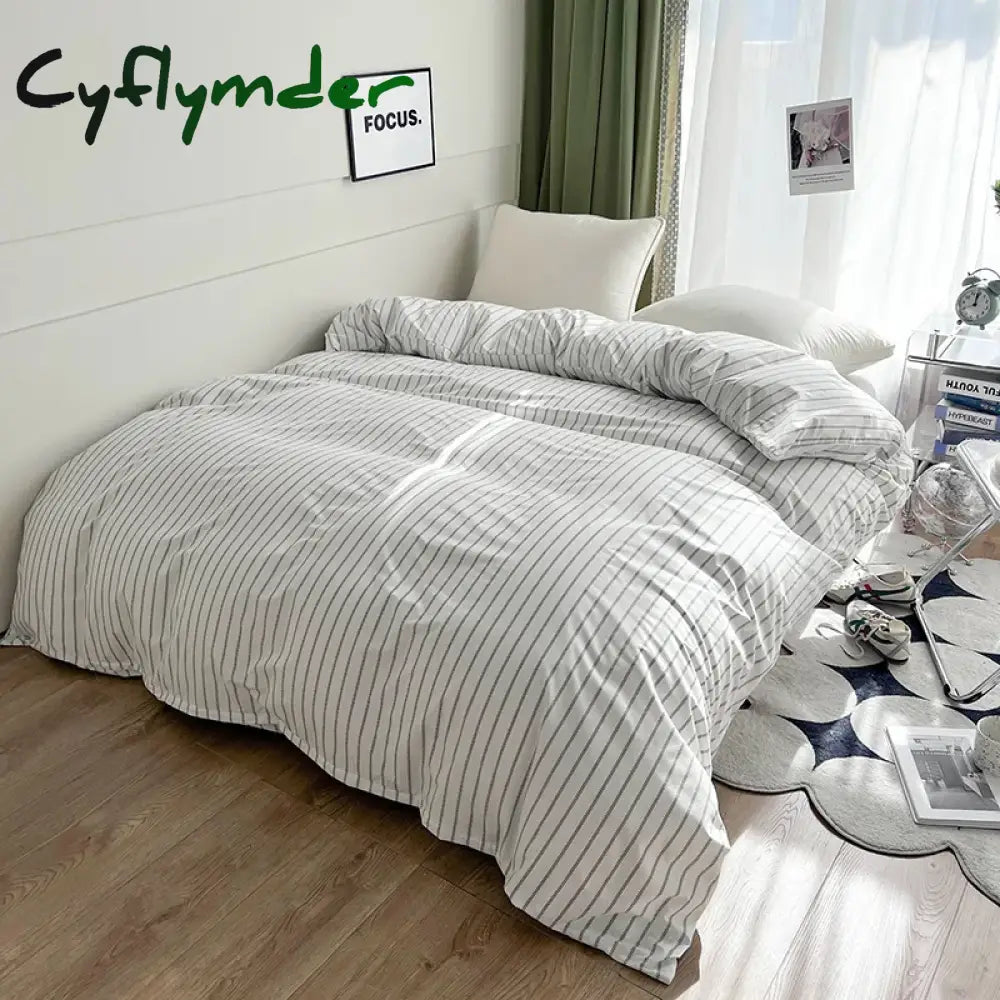 Cyflymder Stripe Duvet Cover 150x200 Simple Style Comforter Covers Queen Size housse de couette Skin-friendly Home Bed