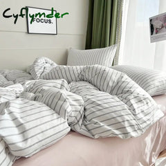 Cyflymder Stripe Duvet Cover 150x200 Simple Style Comforter Covers Queen Size housse de couette Skin-friendly Home Bed