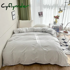 Cyflymder Stripe Duvet Cover 150x200 Simple Style Comforter Covers Queen Size housse de couette Skin-friendly Home Bed