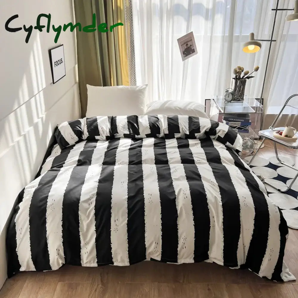 Cyflymder Stripe Duvet Cover 150x200 Simple Style Comforter Covers Queen Size housse de couette Skin-friendly Home Bed