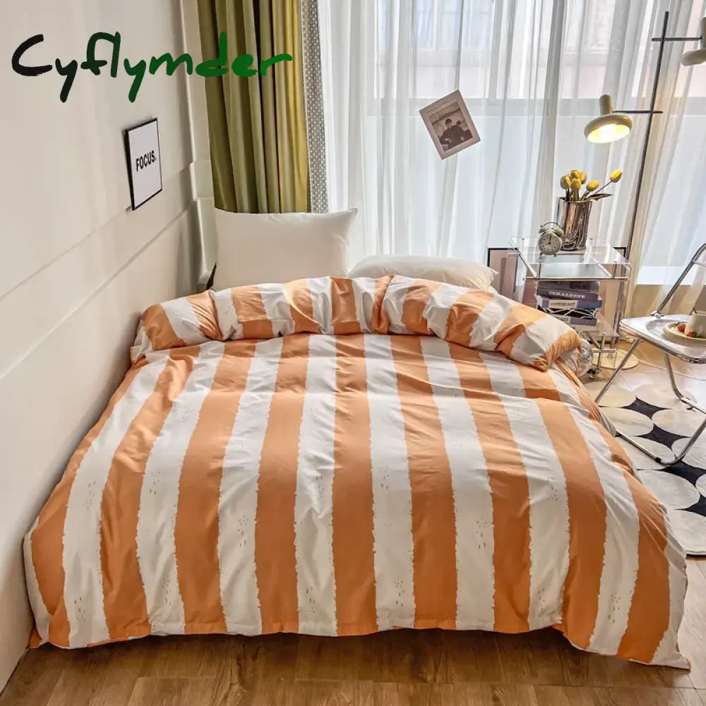 Cyflymder Stripe Duvet Cover 150x200 Simple Style Comforter Covers Queen Size housse de couette Skin-friendly Home Bed