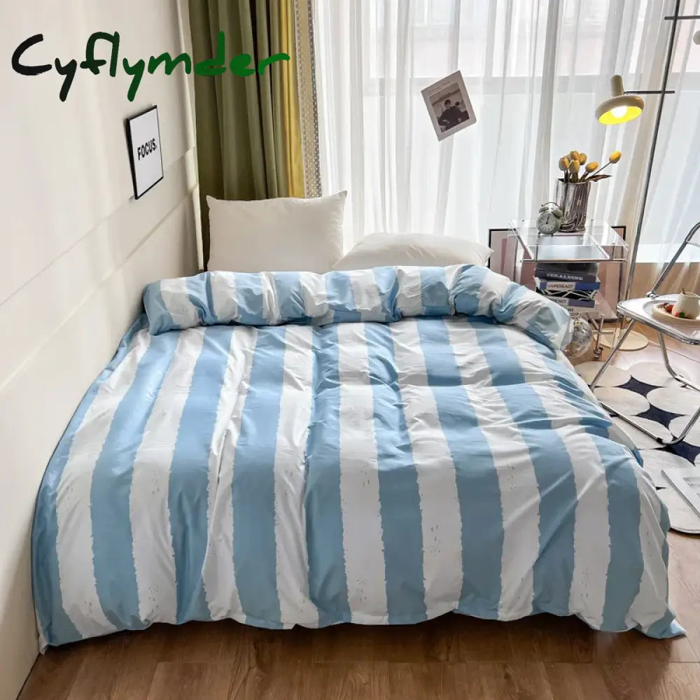 Cyflymder Stripe Duvet Cover 150x200 Simple Style Comforter Covers Queen Size housse de couette Skin-friendly Home Bed