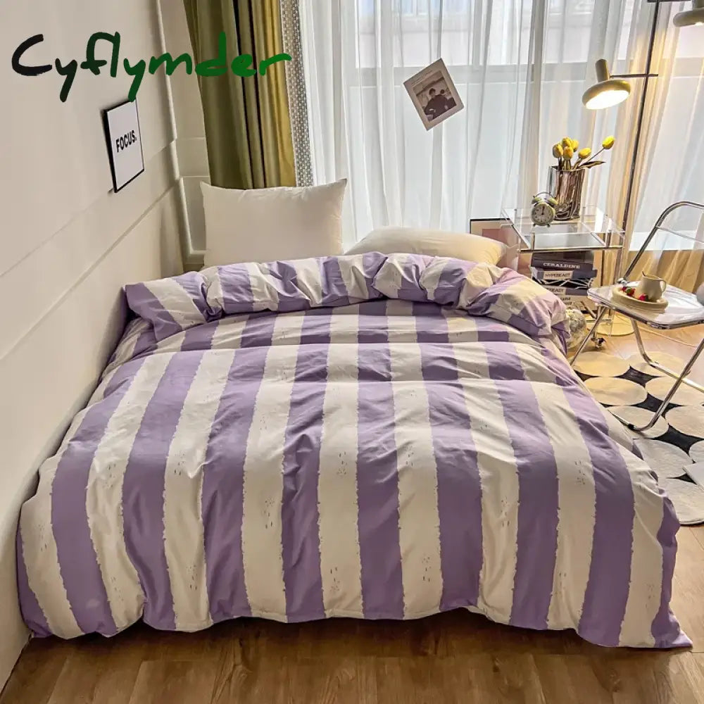 Cyflymder Stripe Duvet Cover 150x200 Simple Style Comforter Covers Queen Size housse de couette Skin-friendly Home Bed