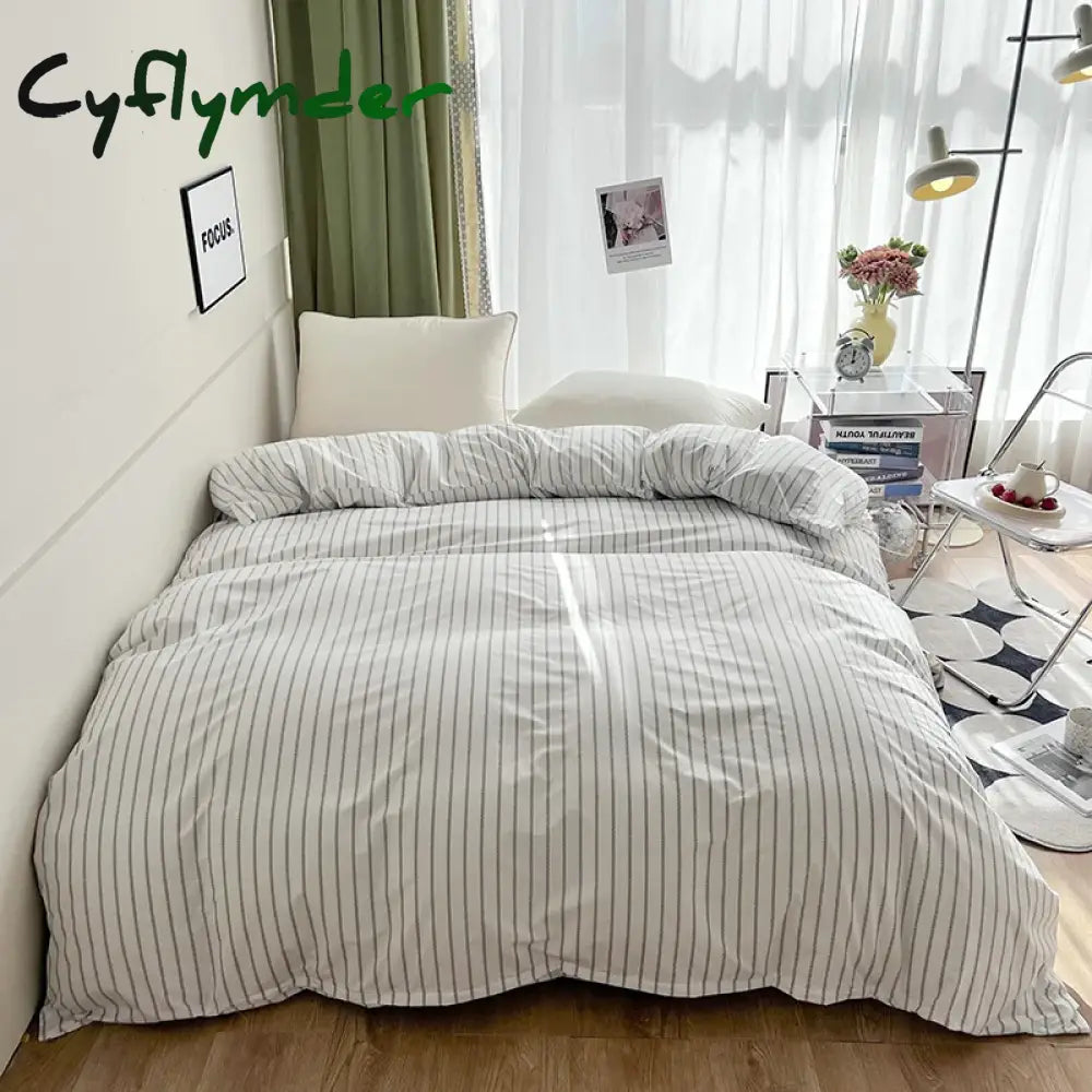 Cyflymder Stripe Duvet Cover 150x200 Simple Style Comforter Covers Queen Size housse de couette Skin-friendly Home Bed