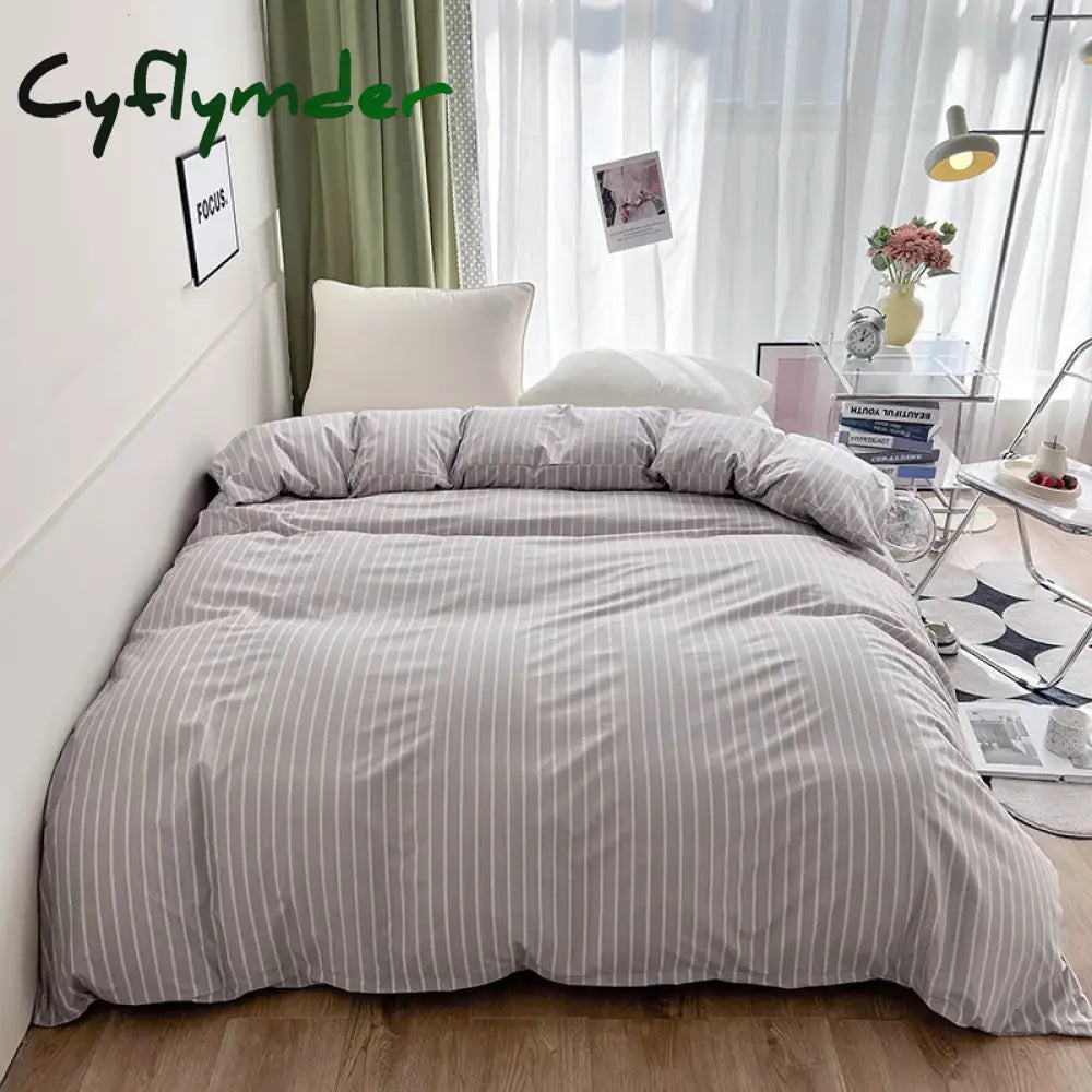 Cyflymder Stripe Duvet Cover 150x200 Simple Style Comforter Covers Queen Size housse de couette Skin-friendly Home Bed