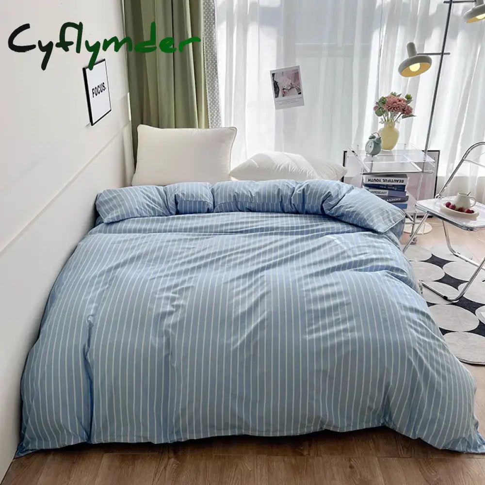 Cyflymder Stripe Duvet Cover 150x200 Simple Style Comforter Covers Queen Size housse de couette Skin-friendly Home Bed