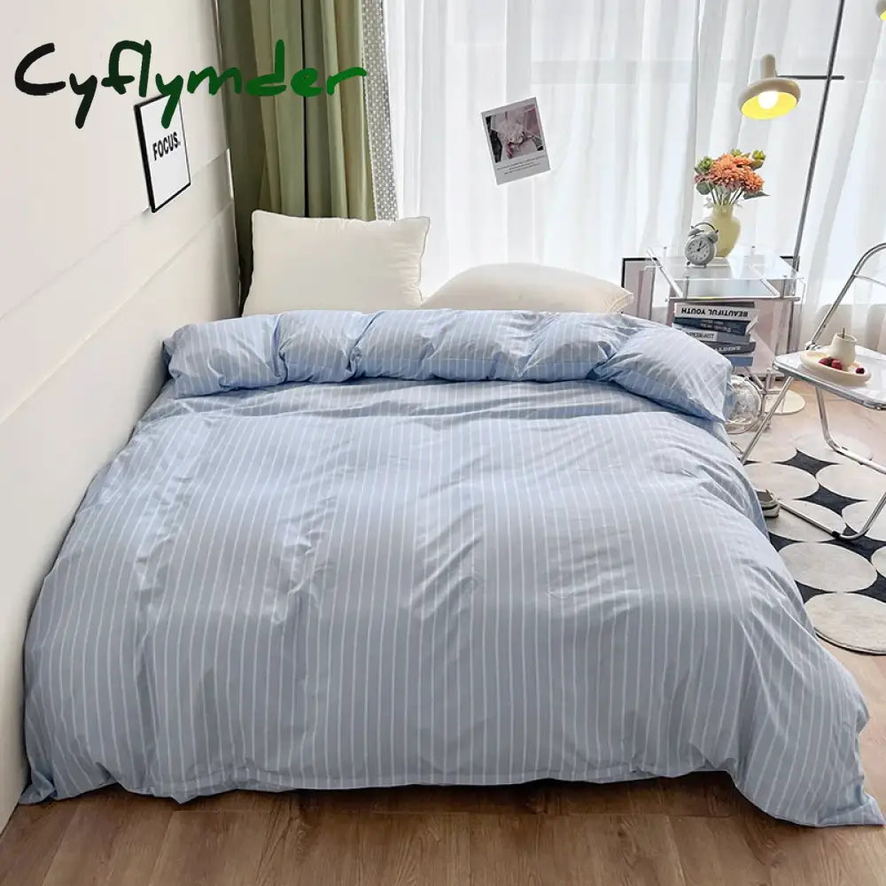 Cyflymder Stripe Duvet Cover 150x200 Simple Style Comforter Covers Queen Size housse de couette Skin-friendly Home Bed