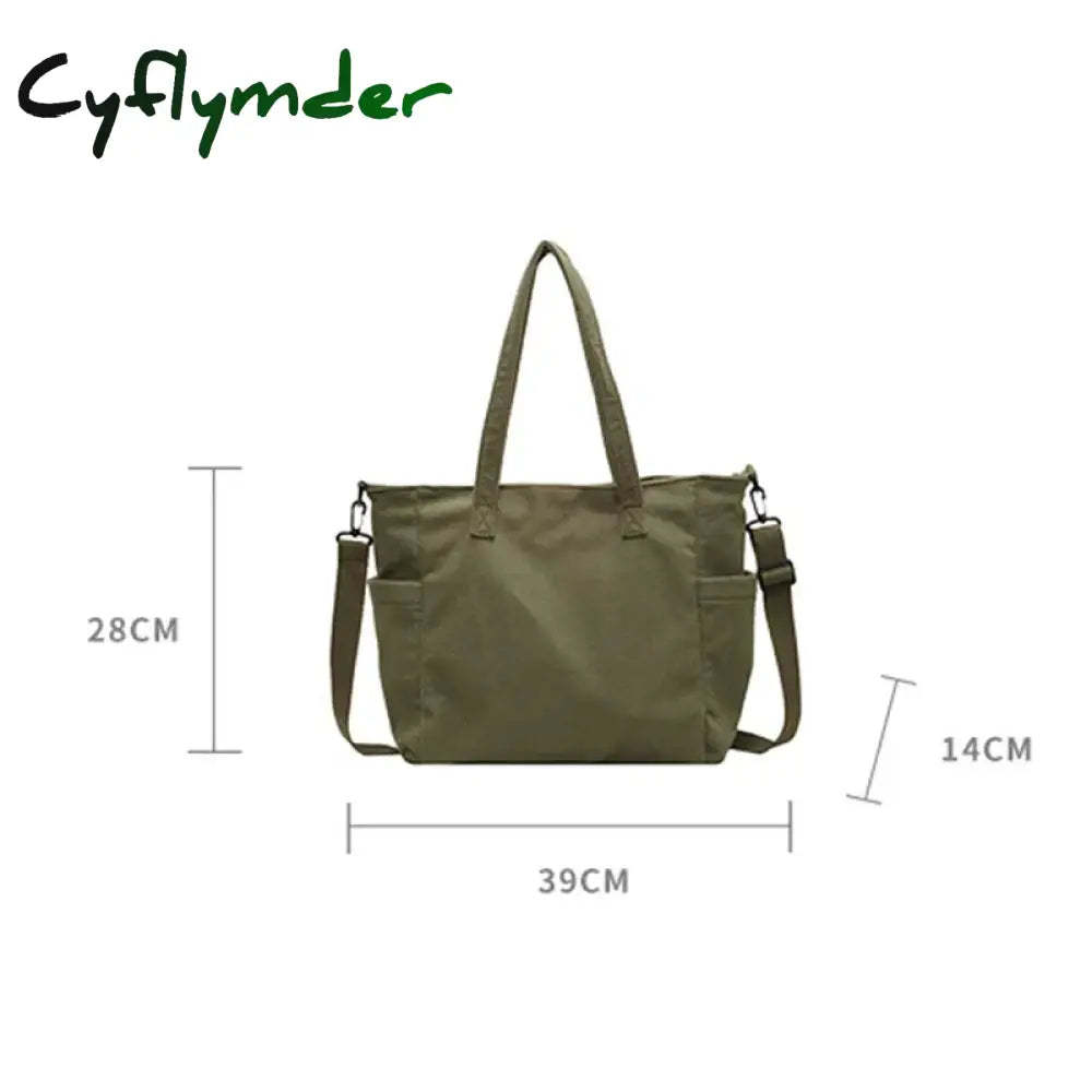 Cyflymder Striped Velvet Handbag Simple Style Corduroy Shoulder Bag Solid Color Large Capacity Commuting Women’s Tote