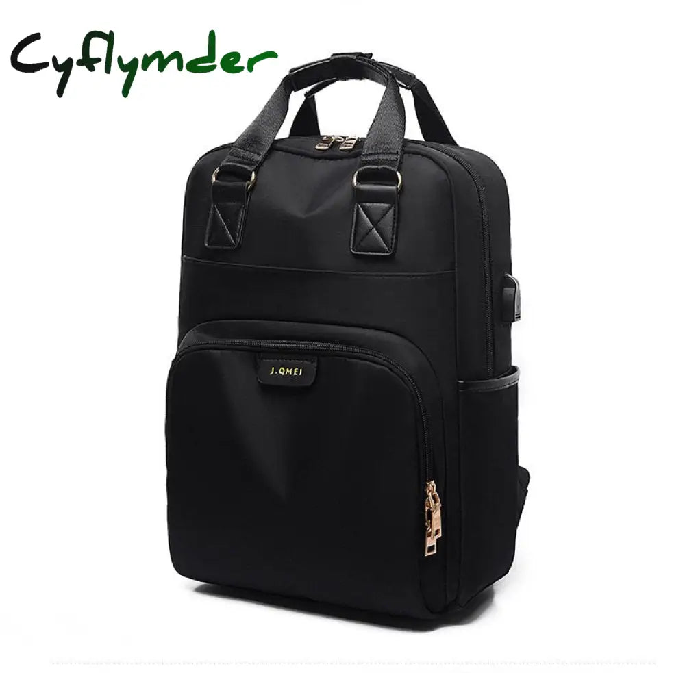 Cyflymder Stylish Waterproof Laptop Backpack 15.6 Women Fashion For Girls Black Female Large Bag 13