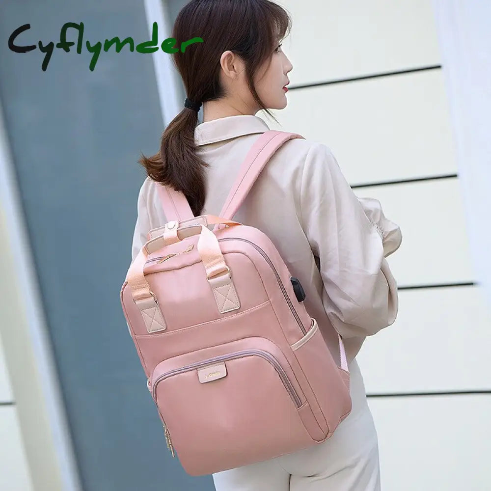 Cyflymder Stylish Waterproof Laptop Backpack 15.6 Women Fashion For Girls Black Female Large Bag 13