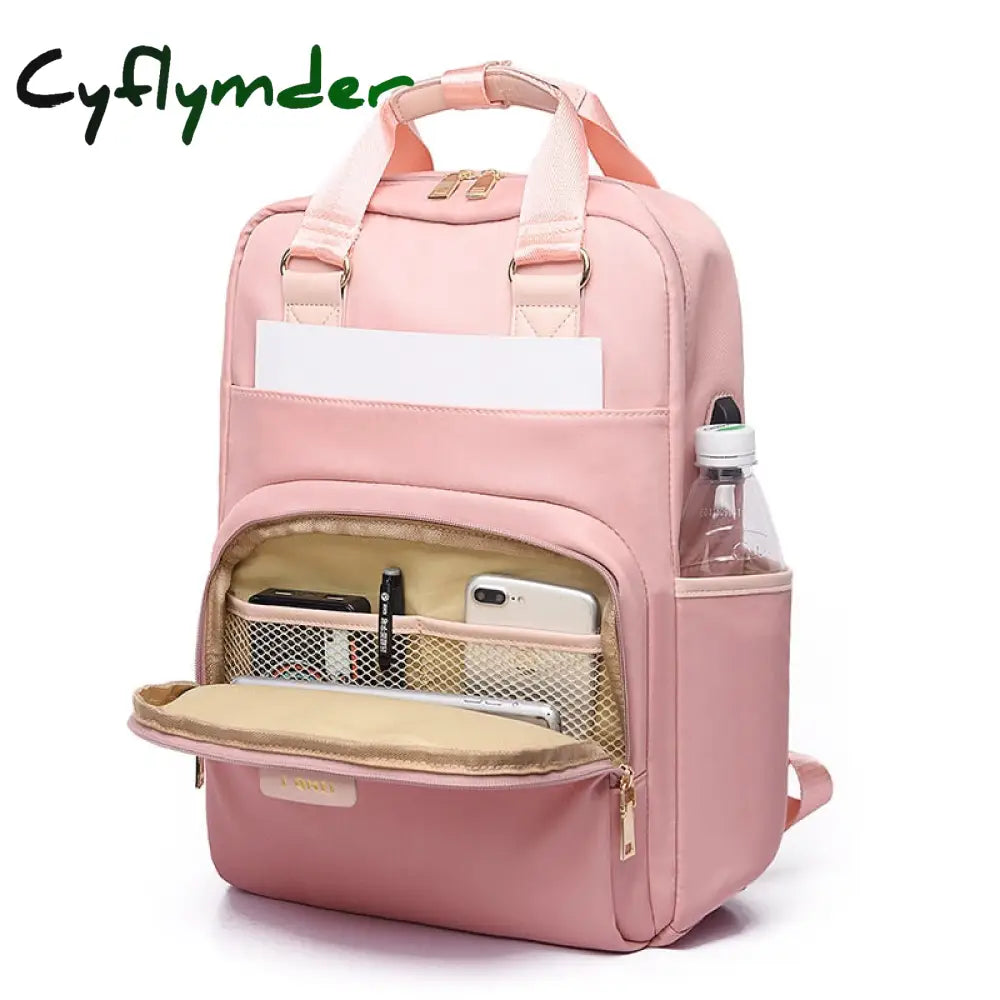 Cyflymder Stylish Waterproof Laptop Backpack 15.6 Women Fashion For Girls Black Female Large Bag 13