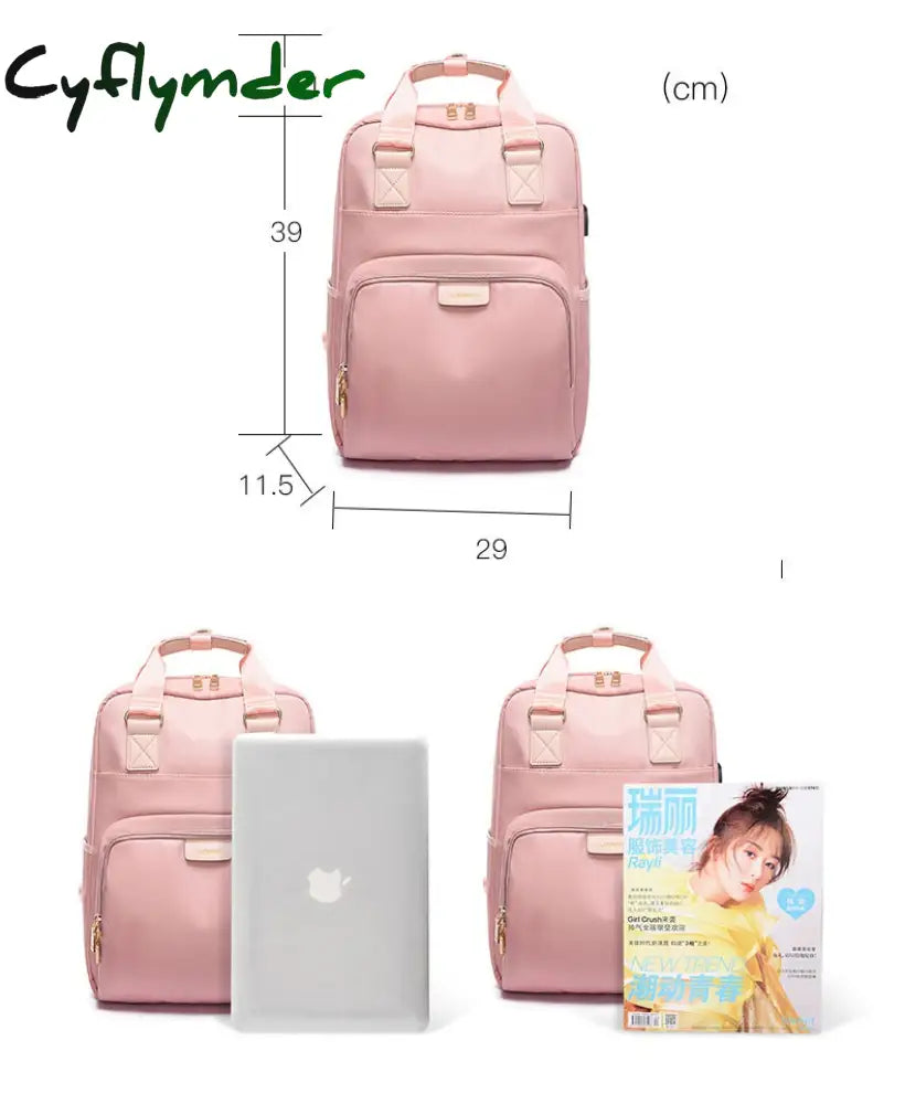 Cyflymder Stylish Waterproof Laptop Backpack 15.6 Women Fashion For Girls Black Female Large Bag 13