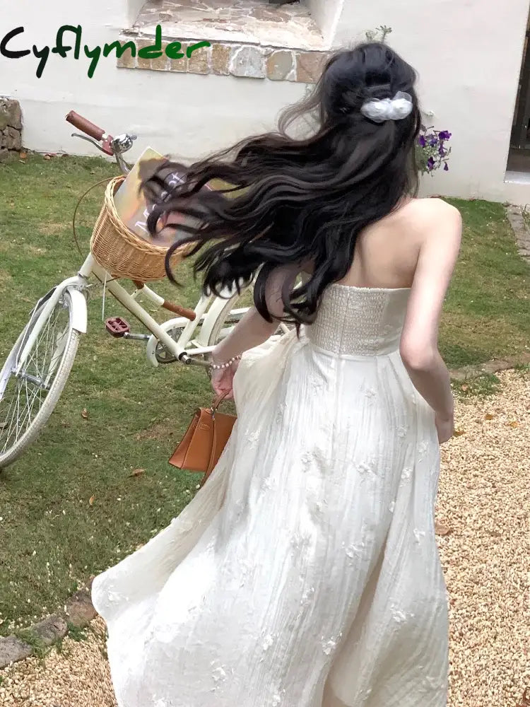 Cyflymder Summer 2024 Fashion Retro Evening Party Midi Dress Women Elegant Princess Embroider