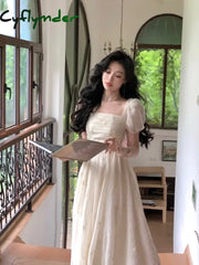 Cyflymder Summer 2024 Fashion Retro Evening Party Midi Dress Women Elegant Princess Embroider