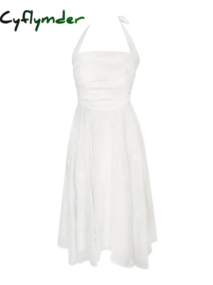 Cyflymder Summer 2024 Fashion Retro Evening Party Midi Dress Women Elegant Princess Embroider