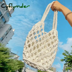 Summer Beach Bag For Women Mesh Rope Knitted Bucket Shoulder Bags  Reticulate Hollow Travel Shopper Totes Ladies Fashion Handbag
