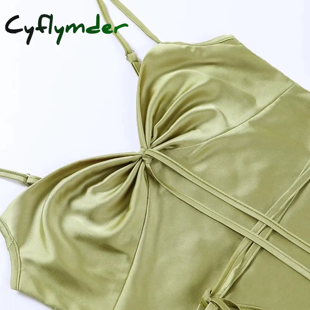 Cyflymder Summer Dress Sexy Condole Pure Color Belt Skirt New Spring Temperament Cultivate One’s