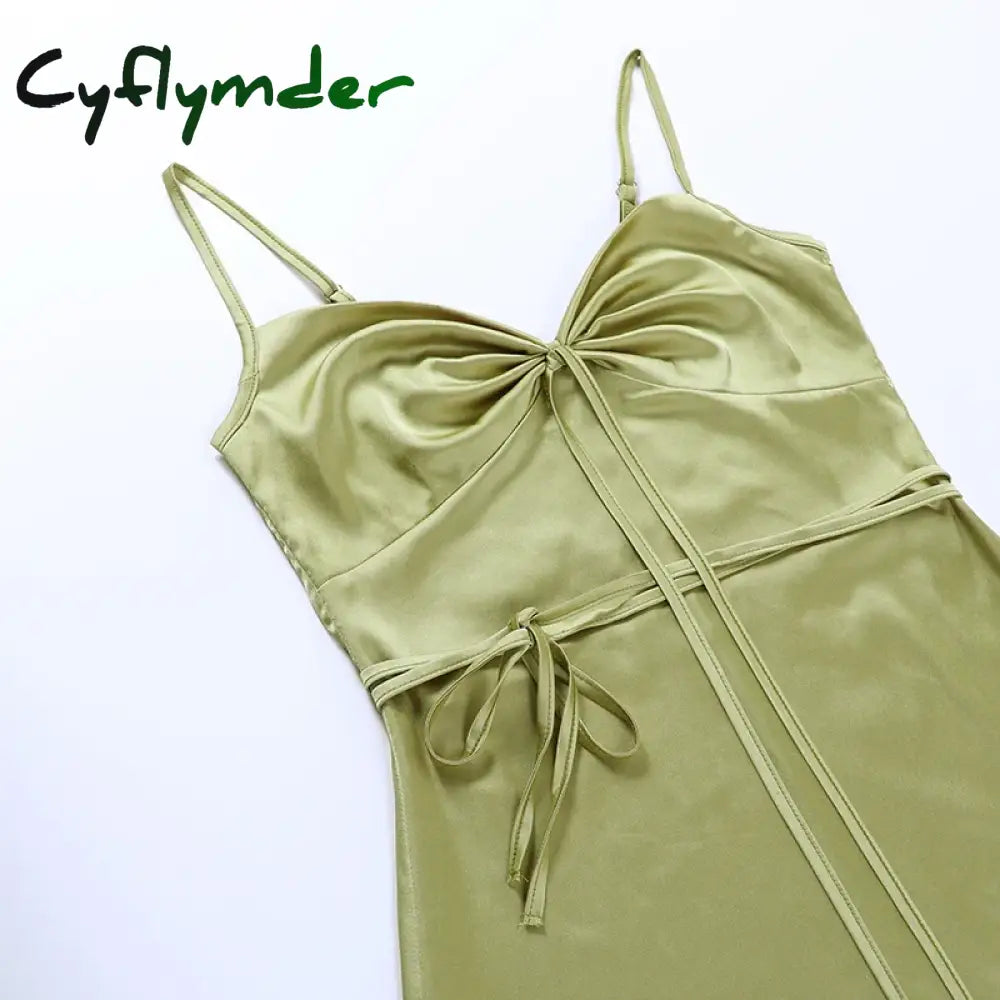 Cyflymder Summer Dress Sexy Condole Pure Color Belt Skirt New Spring Temperament Cultivate One’s