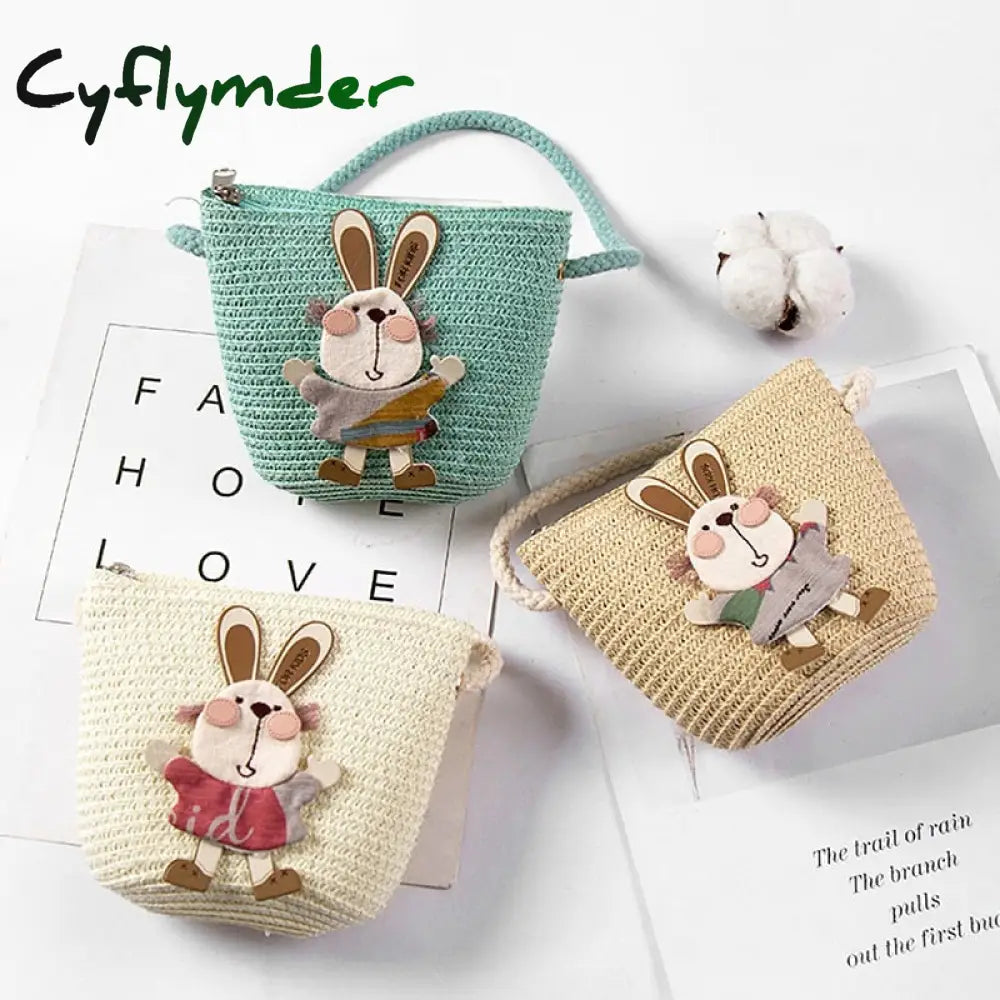 Cyflymder Summer Hand Made Straw Bags Children Single Inclined Shoulder Exquisiteness Kids Cartoon