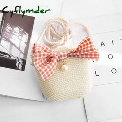 Cyflymder Summer Hand Made Straw Bags Children Single Inclined Shoulder Exquisiteness Kids Cartoon