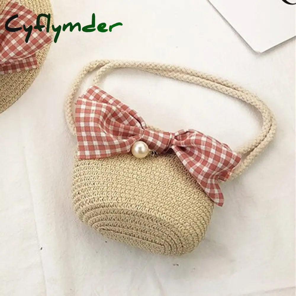 Cyflymder Summer Hand Made Straw Bags Children Single Inclined Shoulder Exquisiteness Kids Cartoon