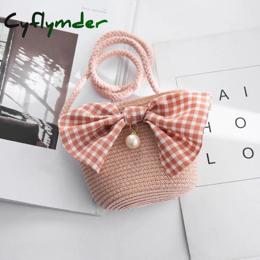 Cyflymder Summer Hand Made Straw Bags Children Single Inclined Shoulder Exquisiteness Kids Cartoon