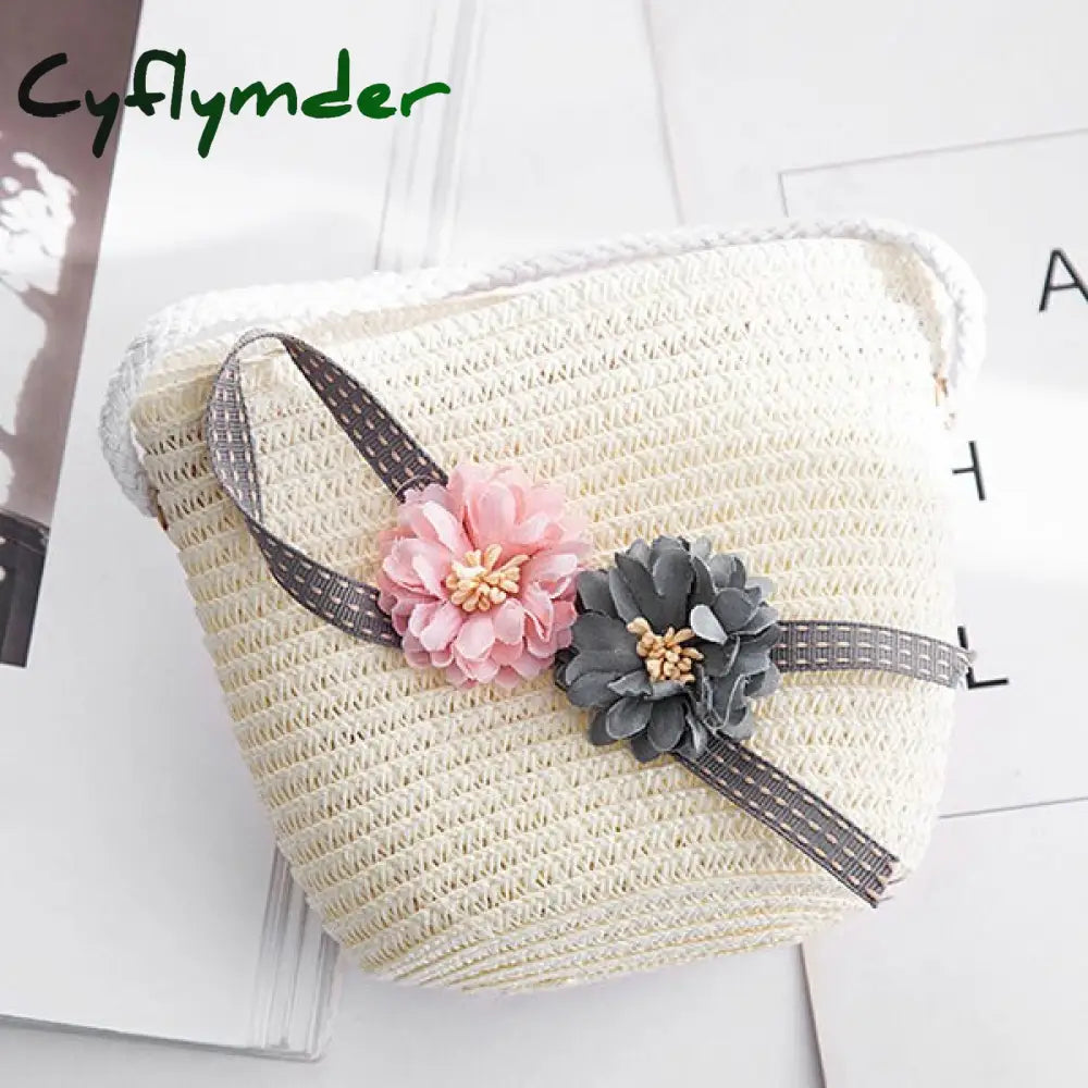 Cyflymder Summer Hand Made Straw Bags Children Single Inclined Shoulder Exquisiteness Kids Cartoon