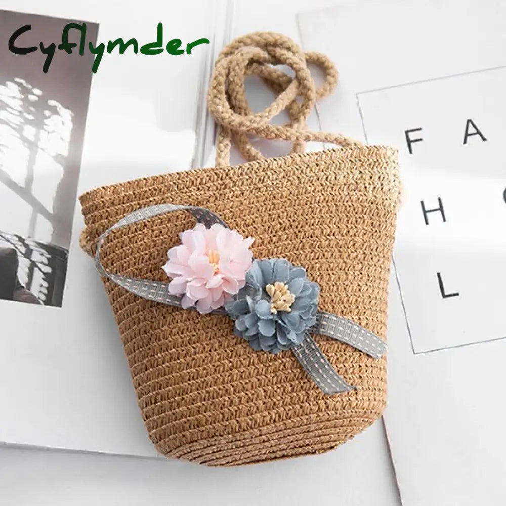 Cyflymder Summer Hand Made Straw Bags Children Single Inclined Shoulder Exquisiteness Kids Cartoon