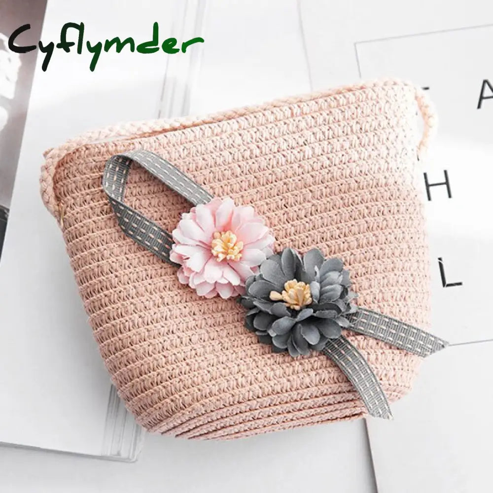 Cyflymder Summer Hand Made Straw Bags Children Single Inclined Shoulder Exquisiteness Kids Cartoon