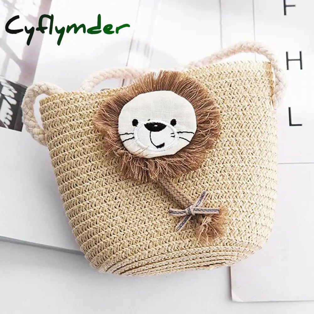 Cyflymder Summer Hand Made Straw Bags Children Single Inclined Shoulder Exquisiteness Kids Cartoon