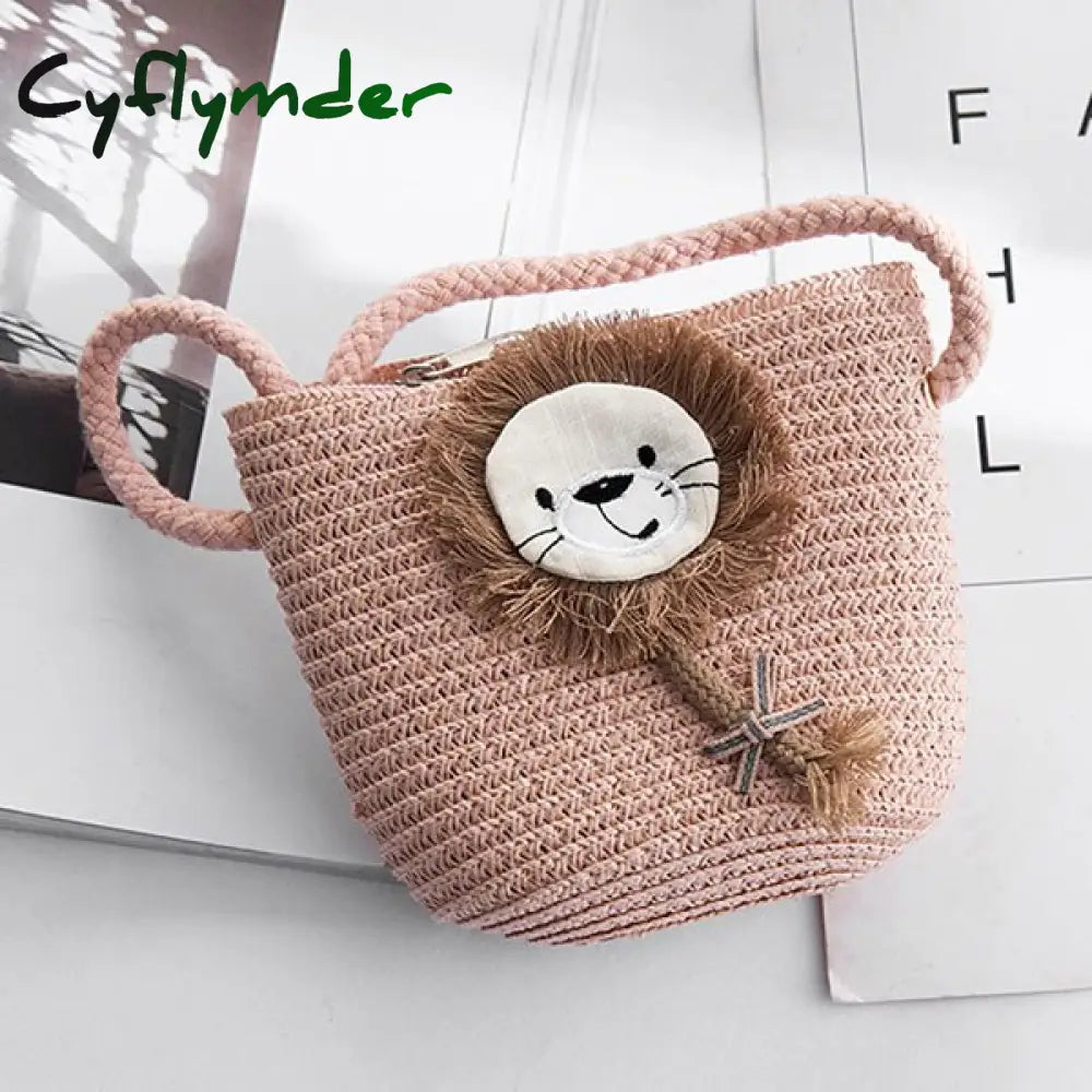 Cyflymder Summer Hand Made Straw Bags Children Single Inclined Shoulder Exquisiteness Kids Cartoon