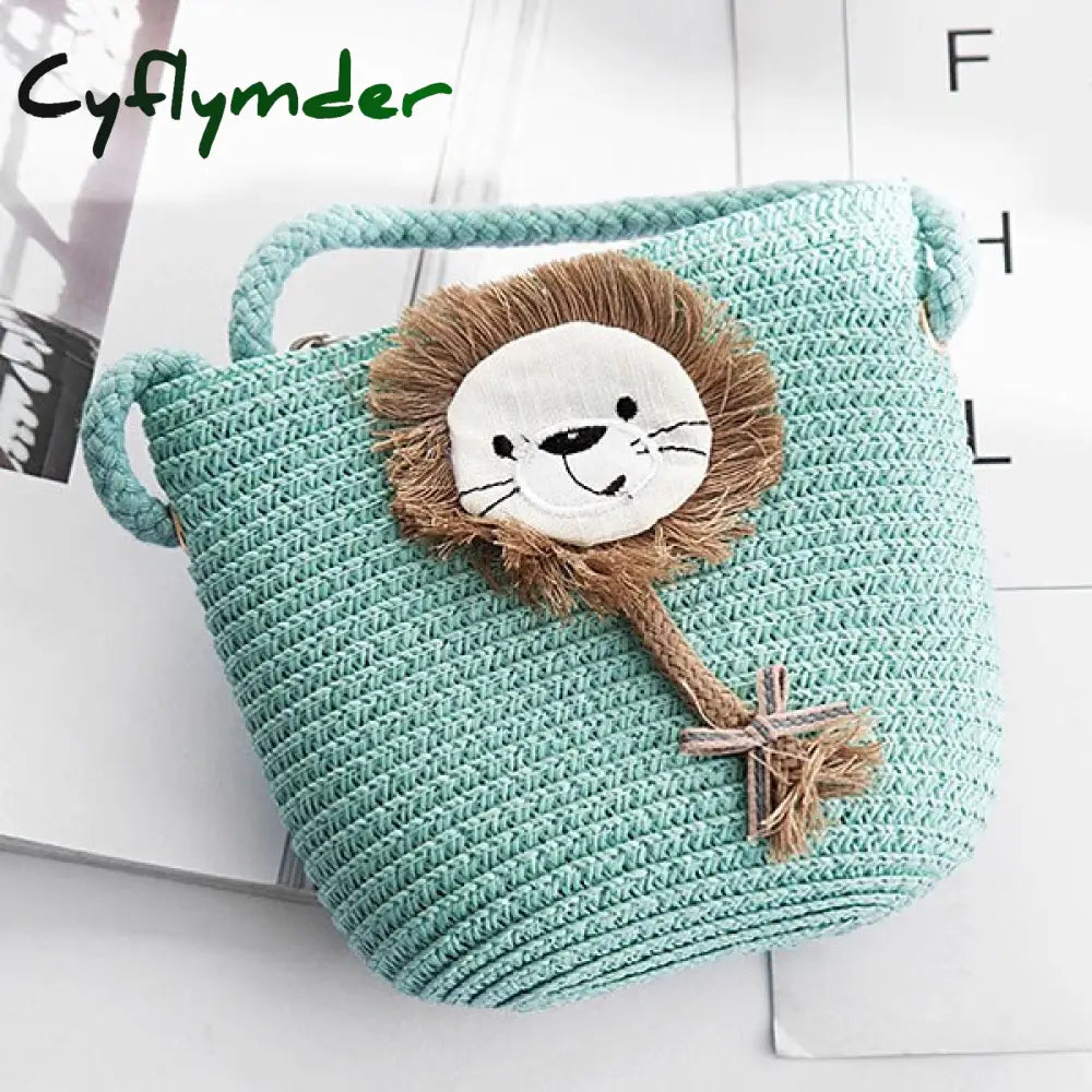 Cyflymder Summer Hand Made Straw Bags Children Single Inclined Shoulder Exquisiteness Kids Cartoon