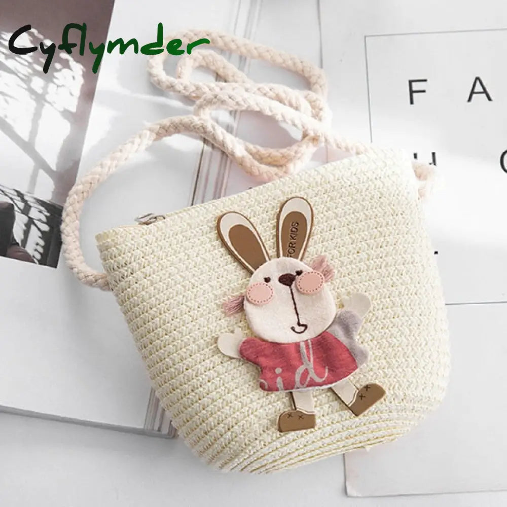 Cyflymder Summer Hand Made Straw Bags Children Single Inclined Shoulder Exquisiteness Kids Cartoon