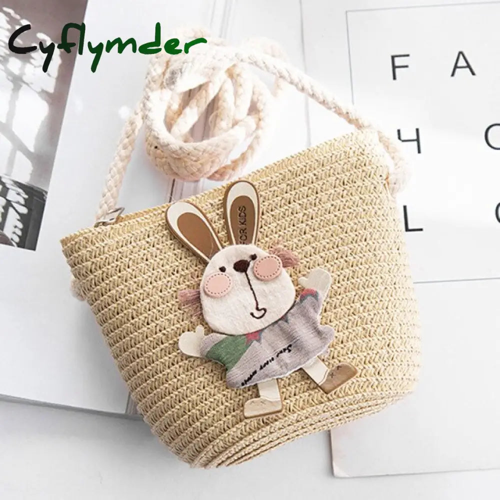 Cyflymder Summer Hand Made Straw Bags Children Single Inclined Shoulder Exquisiteness Kids Cartoon