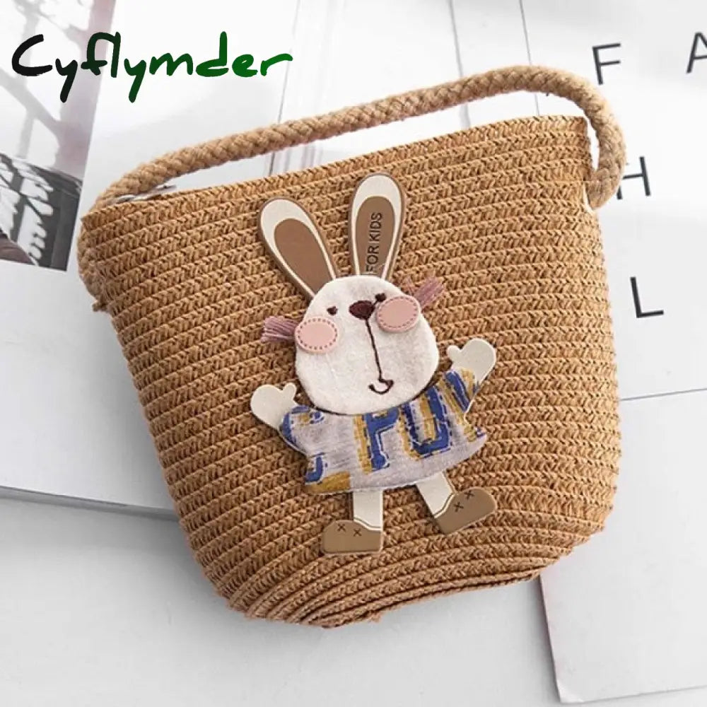 Cyflymder Summer Hand Made Straw Bags Children Single Inclined Shoulder Exquisiteness Kids Cartoon