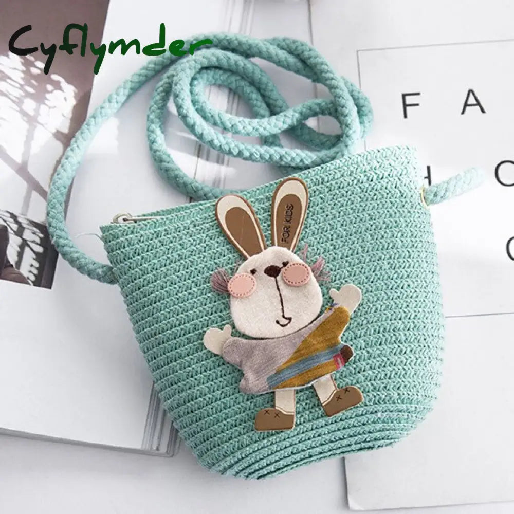 Cyflymder Summer Hand Made Straw Bags Children Single Inclined Shoulder Exquisiteness Kids Cartoon