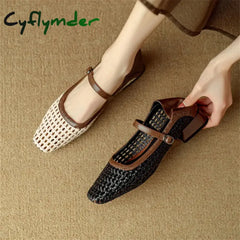 Summer Hollow Out Women Pumps Mary Jane Shoes for Women Square Toe Gladiator Shoes Fashion Mixed Color Low Heel Zapatos Mujer