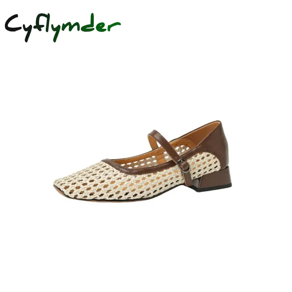 Cyflymder Summer Hollow Out Women Pumps Mary Jane Shoes For Square Toe Gladiator Fashion Mixed