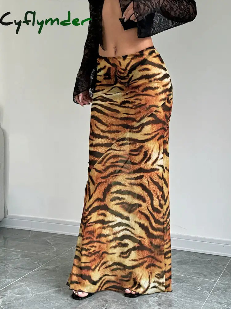 Cyflymder summer inspo Sexy Elegant Skirt Leopard Printed Maxi Women Skirts Lady Y2K Clothes Office Club Party Casual