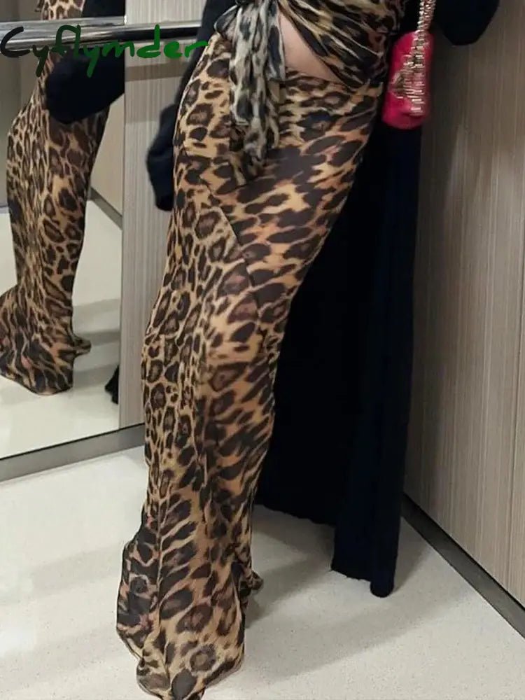Cyflymder summer inspo Sexy Elegant Skirt Leopard Printed Maxi Women Skirts Lady Y2K Clothes Office Club Party Casual