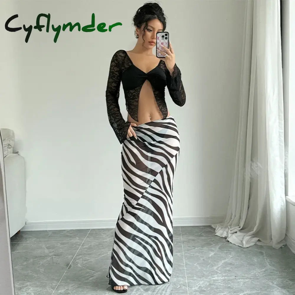 Cyflymder summer inspo Sexy Elegant Skirt Leopard Printed Maxi Women Skirts Lady Y2K Clothes Office Club Party Casual