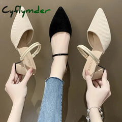 Cyflymder Summer New Fashion Pointed Toe Fashion Two-wear Comfortable Sandals Thick Heel Sexy Elegant Fashion Slippers