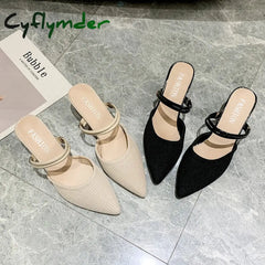 Cyflymder Summer New Fashion Pointed Toe Fashion Two-wear Comfortable Sandals Thick Heel Sexy Elegant Fashion Slippers