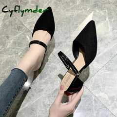 Cyflymder Summer New Fashion Pointed Toe Fashion Two-wear Comfortable Sandals Thick Heel Sexy Elegant Fashion Slippers