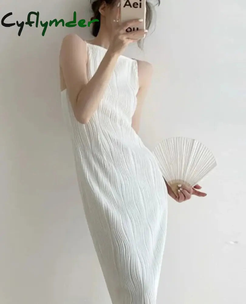 Cyflymder Summer Office Style Elegant Strap Dress Women Korean Fashion Party Midi Dresses Ladies