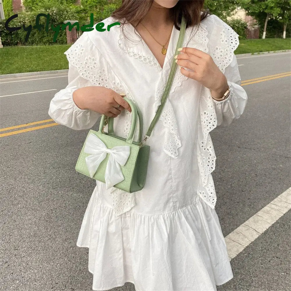 Cyflymder Summer Small Bag Women’s Bow Handbag New Fashion Trend Simple One-Shoulder Messenger