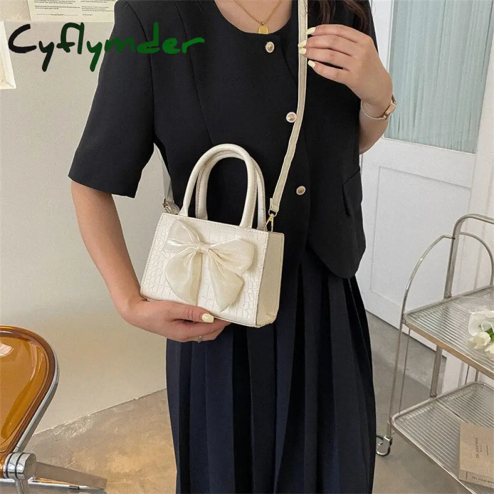 Cyflymder Summer Small Bag Women’s Bow Handbag New Fashion Trend Simple One-Shoulder Messenger