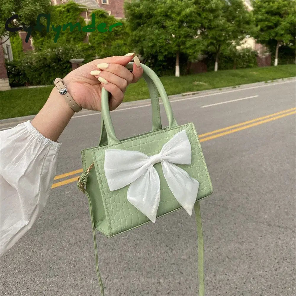 Cyflymder Summer Small Bag Women’s Bow Handbag New Fashion Trend Simple One-Shoulder Messenger