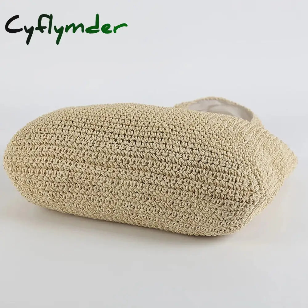 Cyflymder Summer Straw Beach Bag Vintage Handmade Woven Shoulder Solid Color Rattan Bags Bohemian