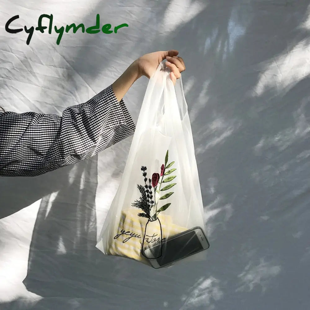 Cyflymder Summer Women Transparent Tote Organza Yarn Cloth Beach Bag Embroidery Handbag High